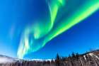 Alaska Northern lights auroras over mountains Art Print